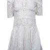 LoveShackFancy - Ivory Eyelet Short Sleeve Dress Sz 0