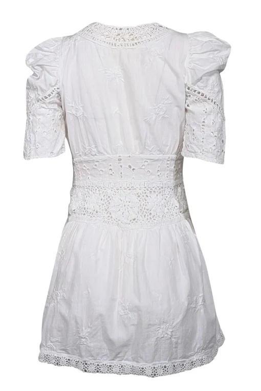 LoveShackFancy - Ivory Eyelet Short Sleeve Dress Sz 0