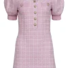 LoveShackFancy - Pink & White Tweed Short Sleeve Knit Dress Sz S