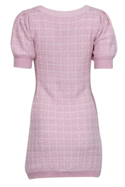 LoveShackFancy - Pink & White Tweed Short Sleeve Knit Dress Sz S