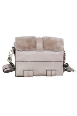 Luana Italy - Grey Leather w/ Fur Trim Crossbody Bag
