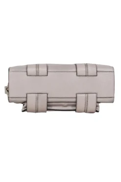 Luana Italy - Grey Leather w/ Fur Trim Crossbody Bag