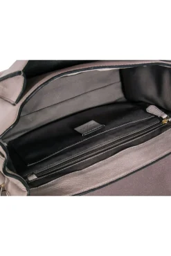 Luana Italy - Grey Leather w/ Fur Trim Crossbody Bag