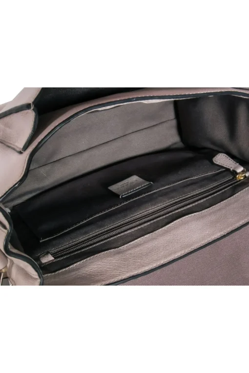 Luana Italy - Grey Leather w/ Fur Trim Crossbody Bag