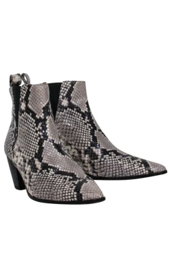 M. Gemi - Grey & Black Snake Print Booties Sz 8