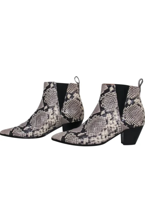 M. Gemi - Grey & Black Snake Print Booties Sz 8