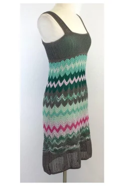 M Missoni - Grey, Green & Pink Chevron Knit Tank Dress Sz 4