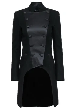 MAAC London - Black Longline Double Breasted Wool Blend Coat Sz 4
