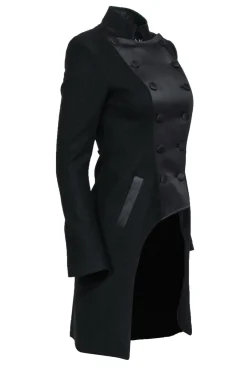 MAAC London - Black Longline Double Breasted Wool Blend Coat Sz 4