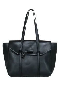 Mackage - Black Pebbled Leather Tote w/ Arrow Clasp
