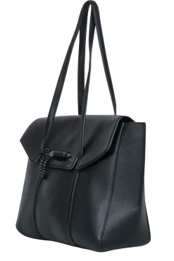 Mackage - Black Pebbled Leather Tote w/ Arrow Clasp