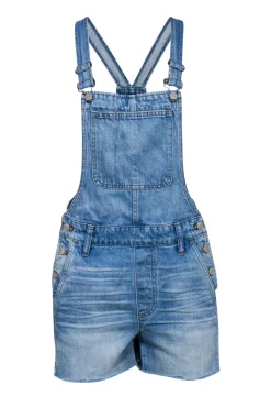 Madewell - Light Wash Denim Raw Hem Overall Romper Sz XS