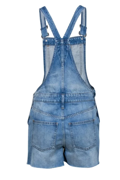 Madewell - Light Wash Denim Raw Hem Overall Romper Sz XS