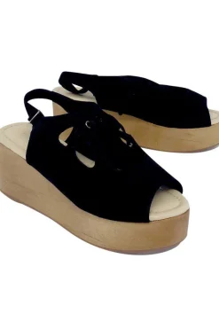 Madison Harding - Black Suede Wooden Platform Heels Sz 7