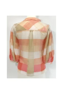 Maeve - Peach & Tan Cotton & Silk Blouse Sz 0