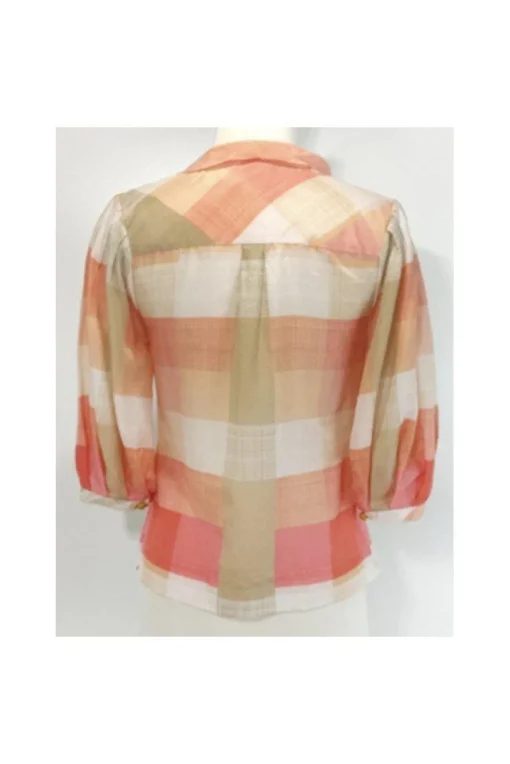 Maeve - Peach & Tan Cotton & Silk Blouse Sz 0