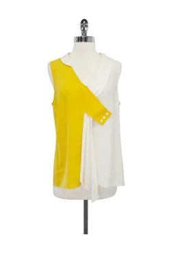 Maeve - Yellow & White Silk Dyad Tank Blouse Sz 10