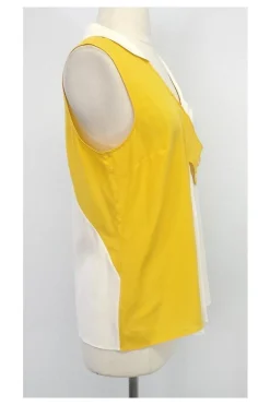 Maeve - Yellow & White Silk Dyad Tank Blouse Sz 10