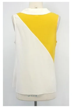 Maeve - Yellow & White Silk Dyad Tank Blouse Sz 10