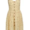 Maeve - Yellow Seersucker Cotton Button-Front Dragonfly Dress Sz 12