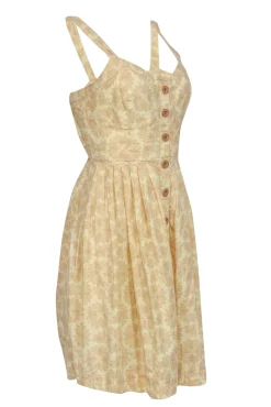 Maeve - Yellow Seersucker Cotton Button-Front Dragonfly Dress Sz 12
