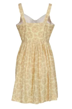 Maeve - Yellow Seersucker Cotton Button-Front Dragonfly Dress Sz 12