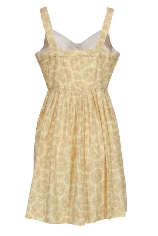 Maeve - Yellow Seersucker Cotton Button-Front Dragonfly Dress Sz 12