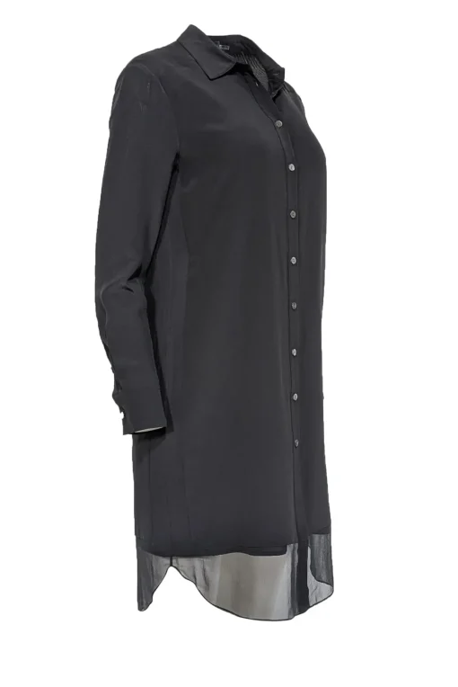 Magaschoni - Black Silk Shirtdress w/ Semi-Sheer Hem Sz 6