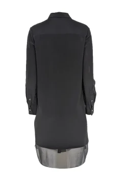 Magaschoni - Black Silk Shirtdress w/ Semi-Sheer Hem Sz 6