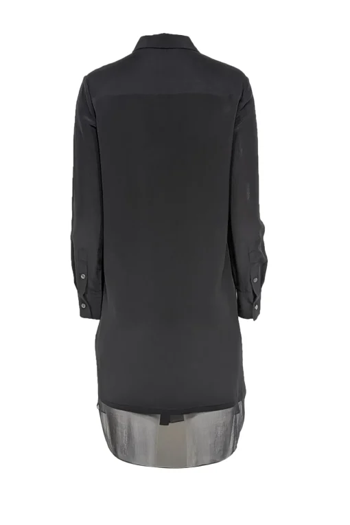 Magaschoni - Black Silk Shirtdress w/ Semi-Sheer Hem Sz 6