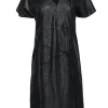 Maison Martin Margiela - Black Metallic Gathered Twist Shift Dress Sz 8