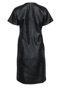Maison Martin Margiela - Black Metallic Gathered Twist Shift Dress Sz 8