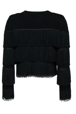 Maje - Black Fringed Open Front Jacket Sz 4