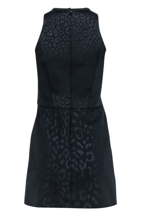 Maje - Black Leopard Print Scuba Knit Dress w/ Keyhole Neckline Sz 4