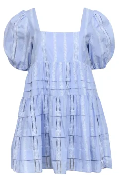Maje - Blue Eyelet Embroidery Trim Dress Sz 6