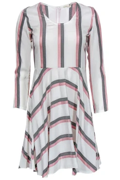 Maje - Cream Striped Fit & Flare Dress Sz S