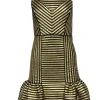 Maje - Gold & Black Stripe Sleeveless Dress Sz 4