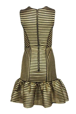 Maje - Gold & Black Stripe Sleeveless Dress Sz 4