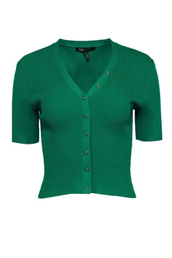 Maje - Kelly Green Ribbed Short Sleeve Cardigan Sz 2