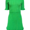 Maje - Kelly Green Ruffled Rib Knit Dress Sz 2