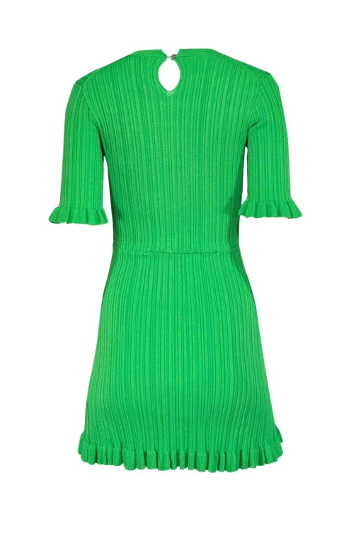 Maje - Kelly Green Ruffled Rib Knit Dress Sz 2