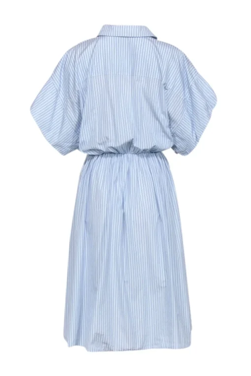 Maje - Light Blue Striped Short Sleeve Shirt Dress Sz 6
