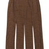 Maje - Tan & Black Hound's-Tooth Plaid Open Pleat Skirt Sz 4