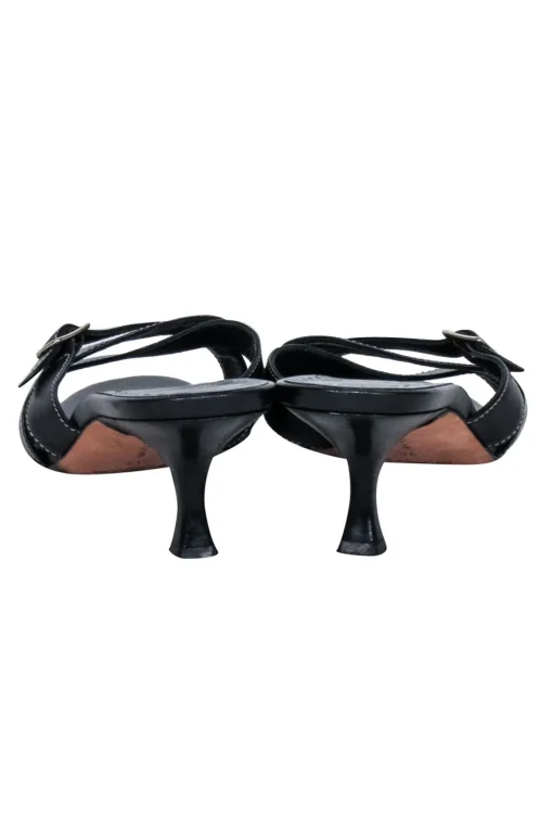 Manolo Blahnik - Black Leather Strappy Mules w/ Buckle Sz 8