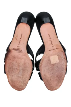 Manolo Blahnik - Black Leather Strappy Mules w/ Buckle Sz 8