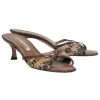 Manolo Blahnik - Brown Snakeskin Strappy Open Toe Kitten Heels Sz 7.5