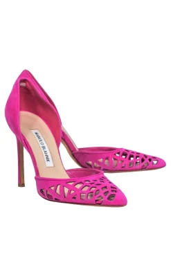 Manolo Blahnik - Hot Pink Suede Cutout D'Orsay Pumps Sz 8