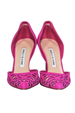 Manolo Blahnik - Hot Pink Suede Cutout D'Orsay Pumps Sz 8