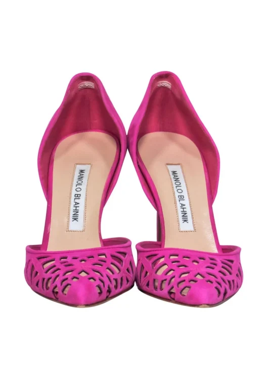 Manolo Blahnik - Hot Pink Suede Cutout D'Orsay Pumps Sz 8