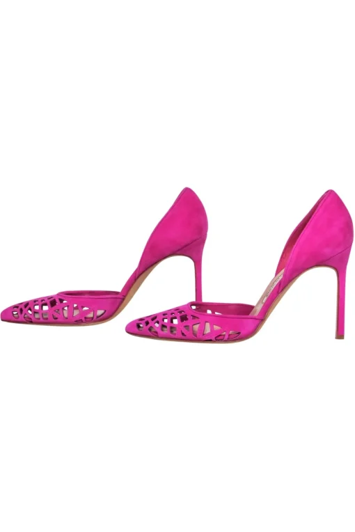 Manolo Blahnik - Hot Pink Suede Cutout D'Orsay Pumps Sz 8